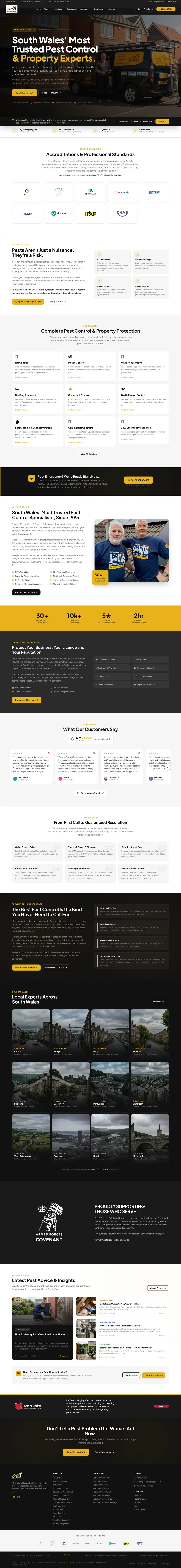 The Pest & Property Solutions homepage, full page
